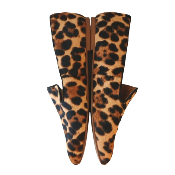 J Crew Calf Hair Smoking Loafer S Women’s Size 7.5 Leopard Print Flats - Picture 3 of 10